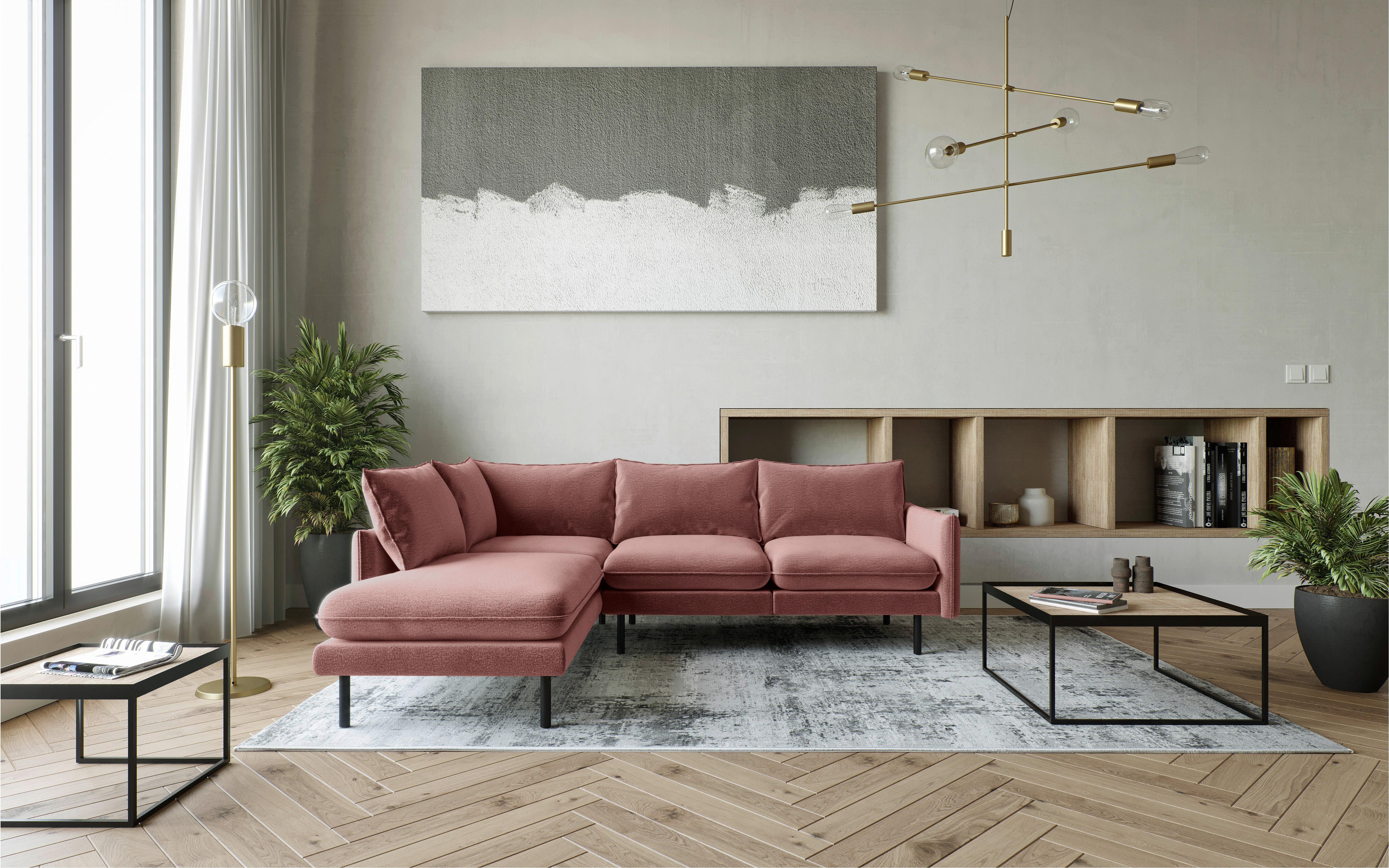 Ecksofa Samos Altrosa S: 204x267 Cm - Altrosa/Schwarz, Design, Textil (204/267cm) - Livetastic