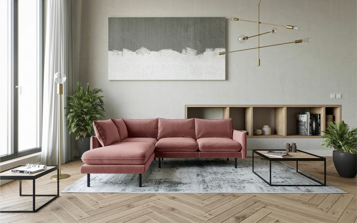 Ecksofa Samos Altrosa S: 204x267 Cm - Altrosa/Schwarz, Design, Textil (204/267cm) - Livetastic