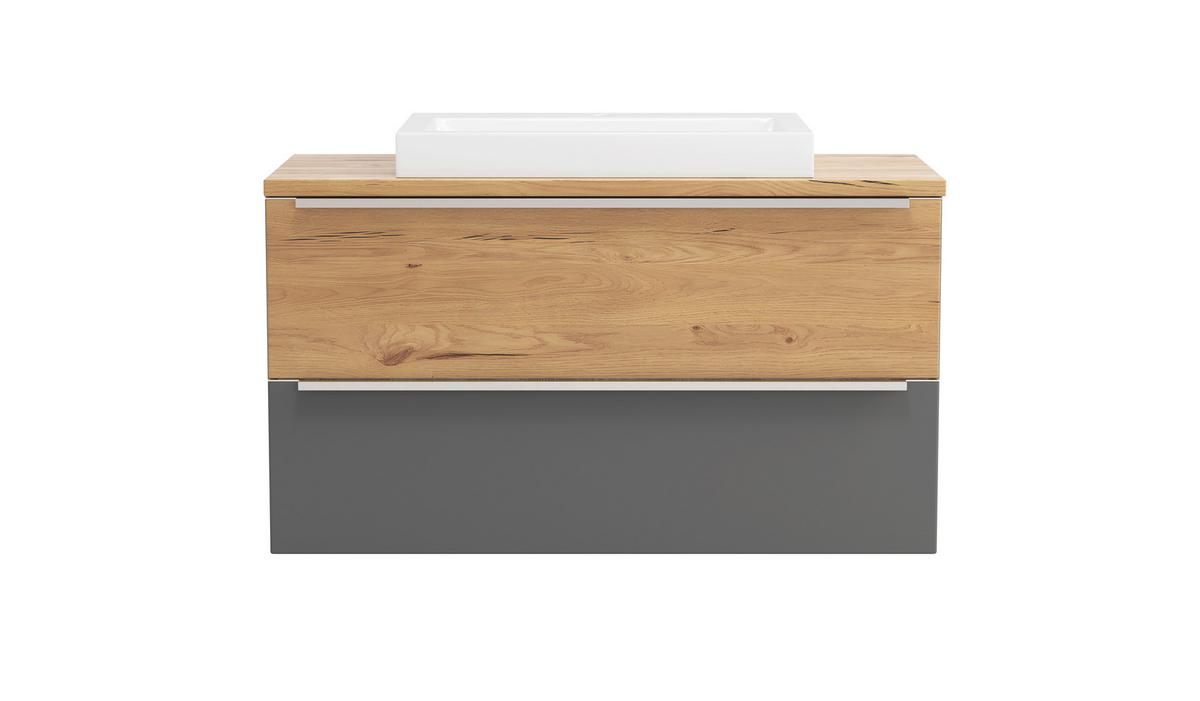 Waschtischkombi Verona Weiß/Wildeiche B: 100cm - Wildeiche/Weiß, Trend, Holzwerkstoff/Stein (100/63/47cm) - Held