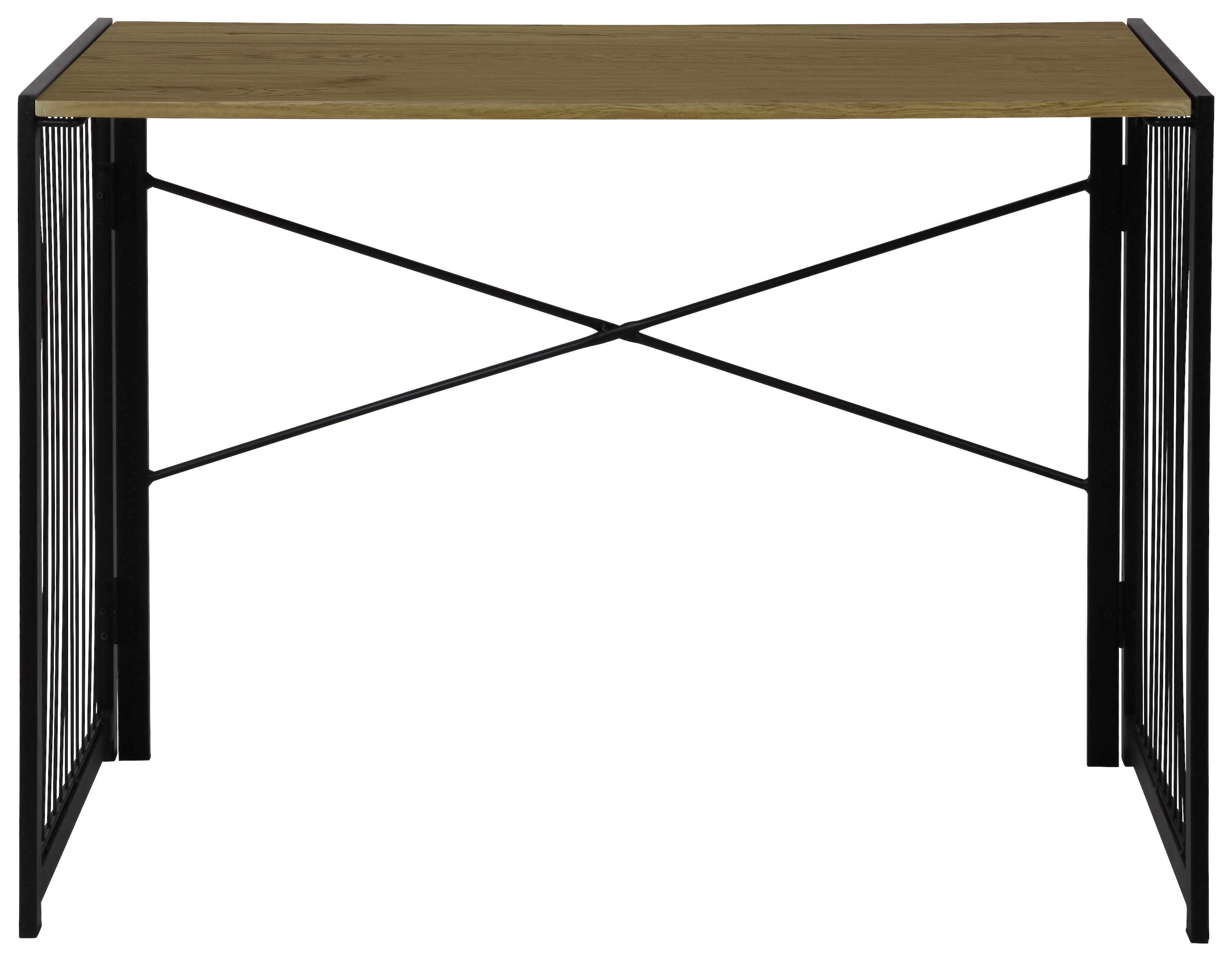 Schreibtisch Klappbar B 100cm H 75cm, Klapp, Eiche/Schwarz - Eichefarben/Schwarz, MODERN, Holzwerkstoff/Metall (100/75/50cm)