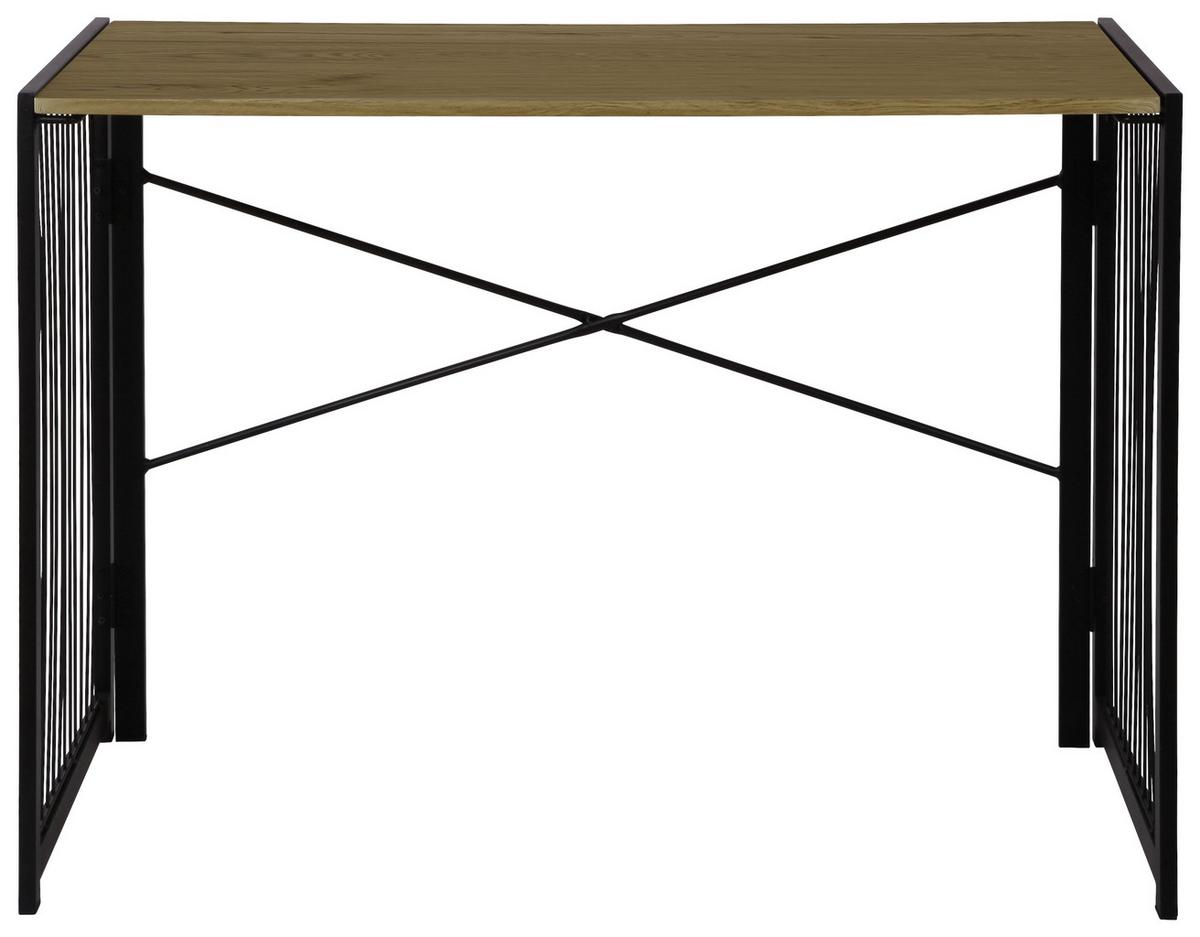 Schreibtisch Klappbar B 100cm H 75cm, Klapp, Eiche/schwarz - Eichefarben/Schwarz, MODERN, Holzwerkstoff/Metall (100/75/50cm)