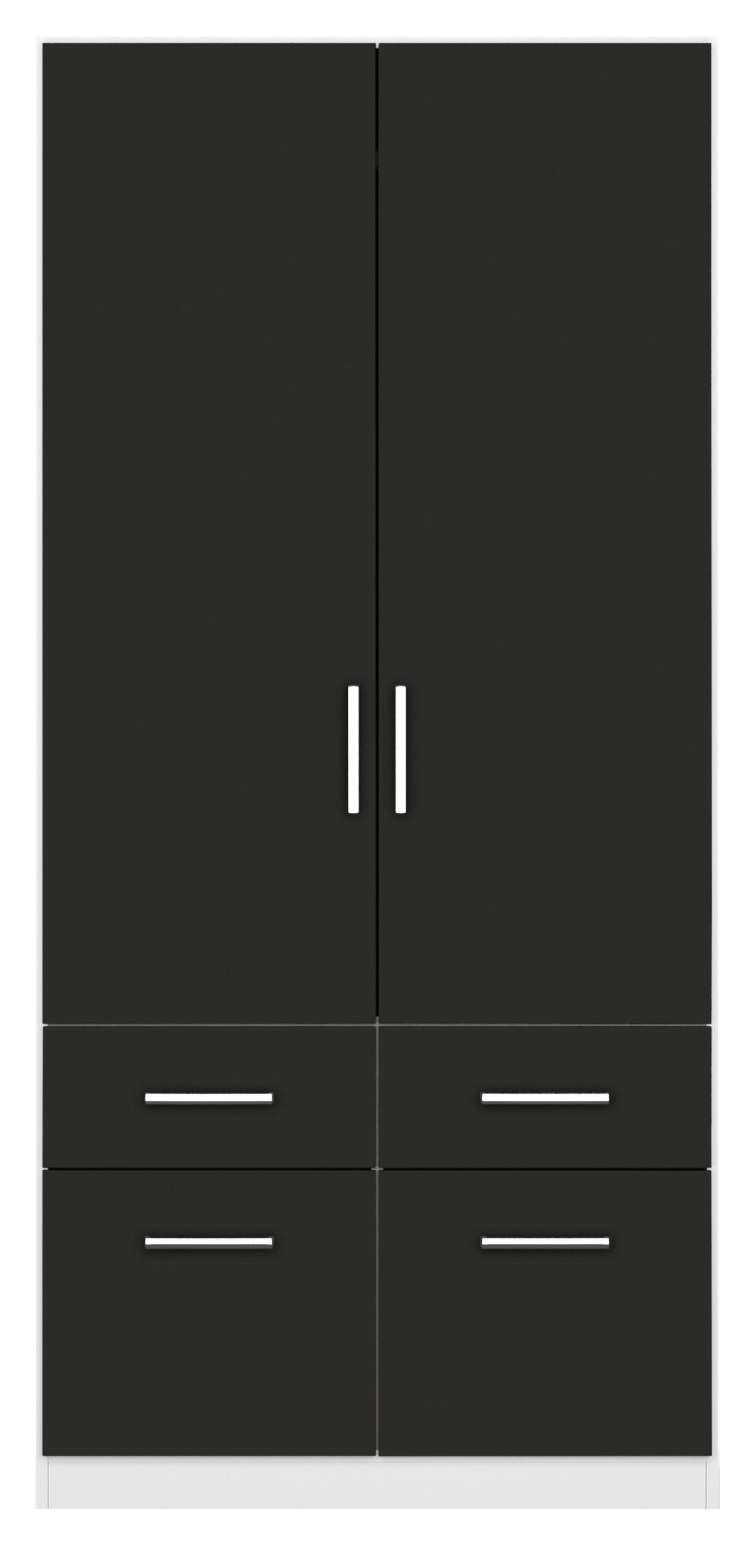 Drehtürenschrank 91 cm Berlin Weiß/Grau - Weiß/Grau, MODERN, Holzwerkstoff (91/210/54cm) - Rauch Möbel