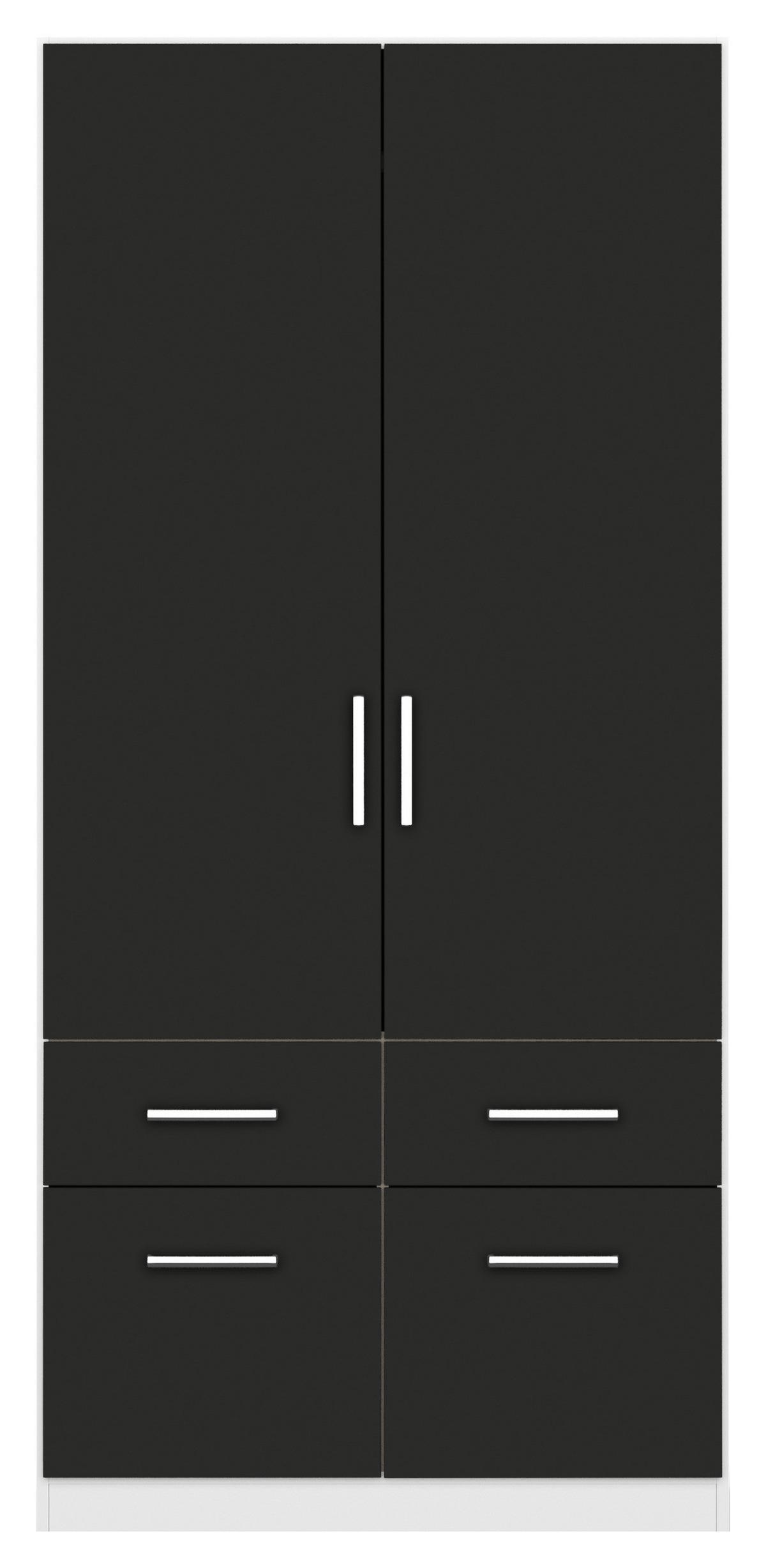 Drehtürenschrank 91 cm Berlin Weiß/Grau - Weiß/Grau, MODERN, Holzwerkstoff (91/210/54cm) - Rauch Möbel