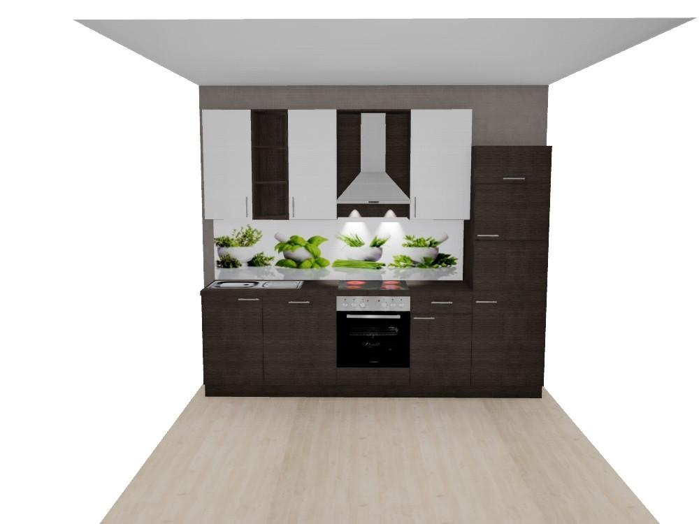 Küchenzeile Plan mit Geräten B: 280 cm Eiche Dekor/Weiß - Trend, Holzwerkstoff (280cm) - Express
