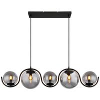 Hängeleuchte Porry H: 120 Cm 5-Flammig Kugeln Aus Rauchglas - Schwarz, Basics, Glas/Metall (100/20/120cm) - Globo