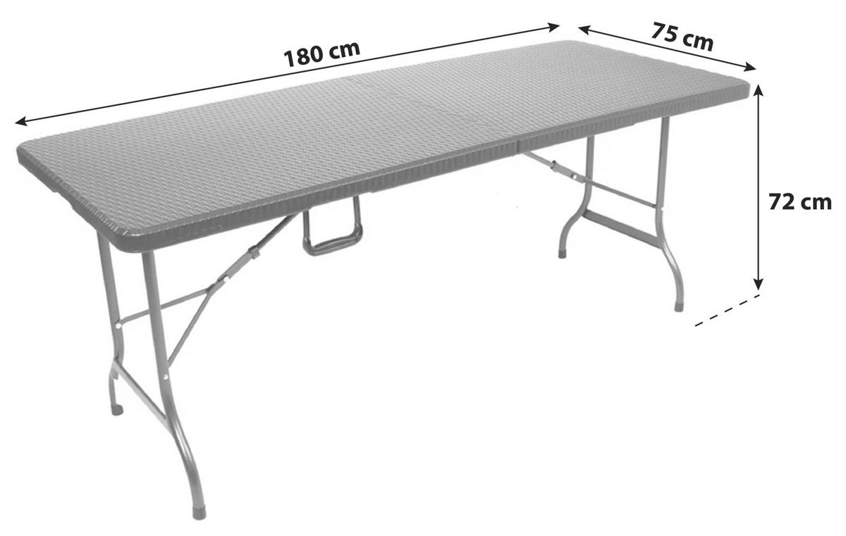 Gartentisch Klappbar Ventana L: 180 cm - Schwarz, Basics, Kunststoff/Metall (180/75/72cm) - Gardenson