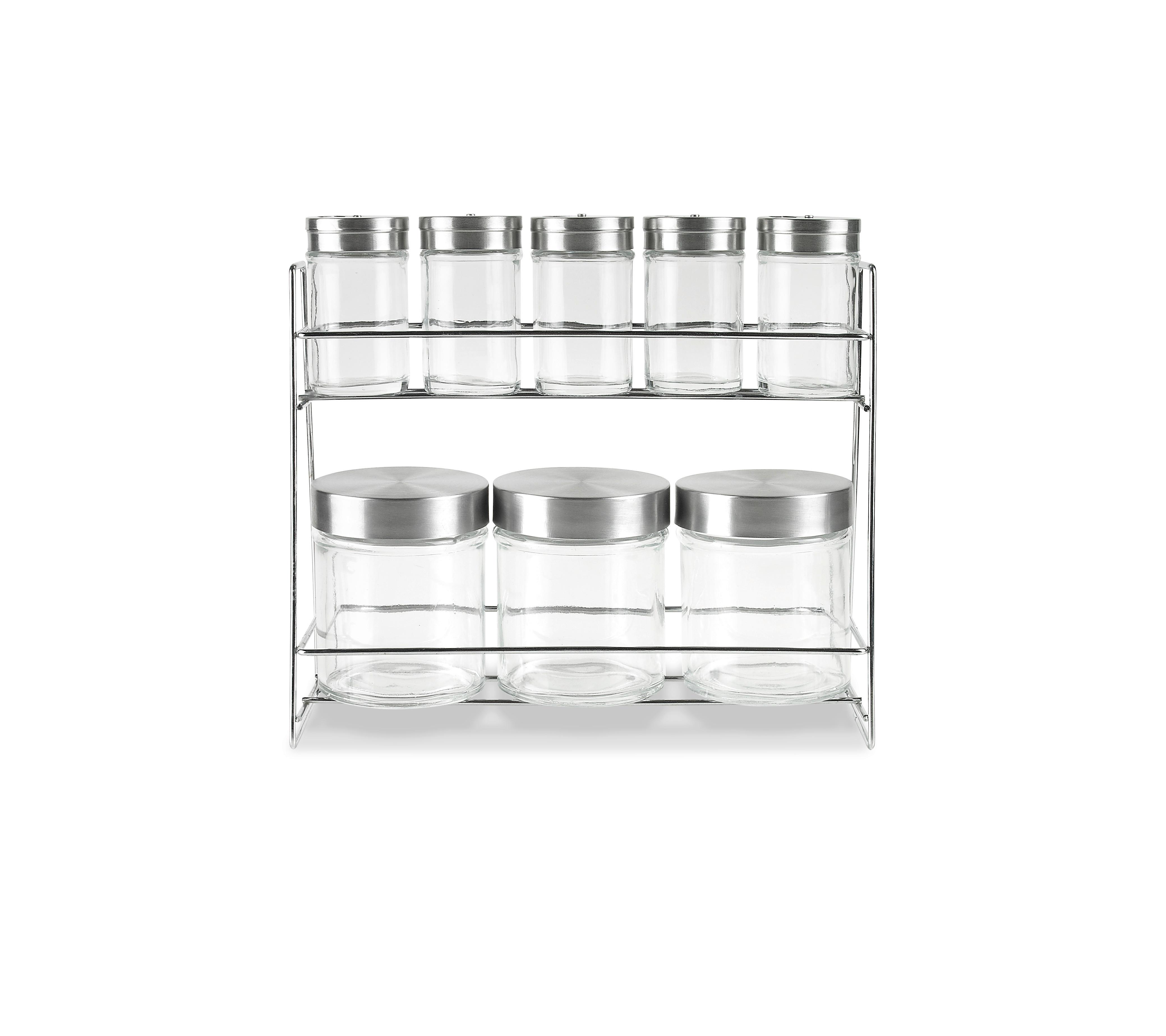Poličky Na Korenie Eleonore - číra/farby ušľachtilej ocele, Konvenčný, kov/sklo (27,3/9,6/23cm) - Modern Living