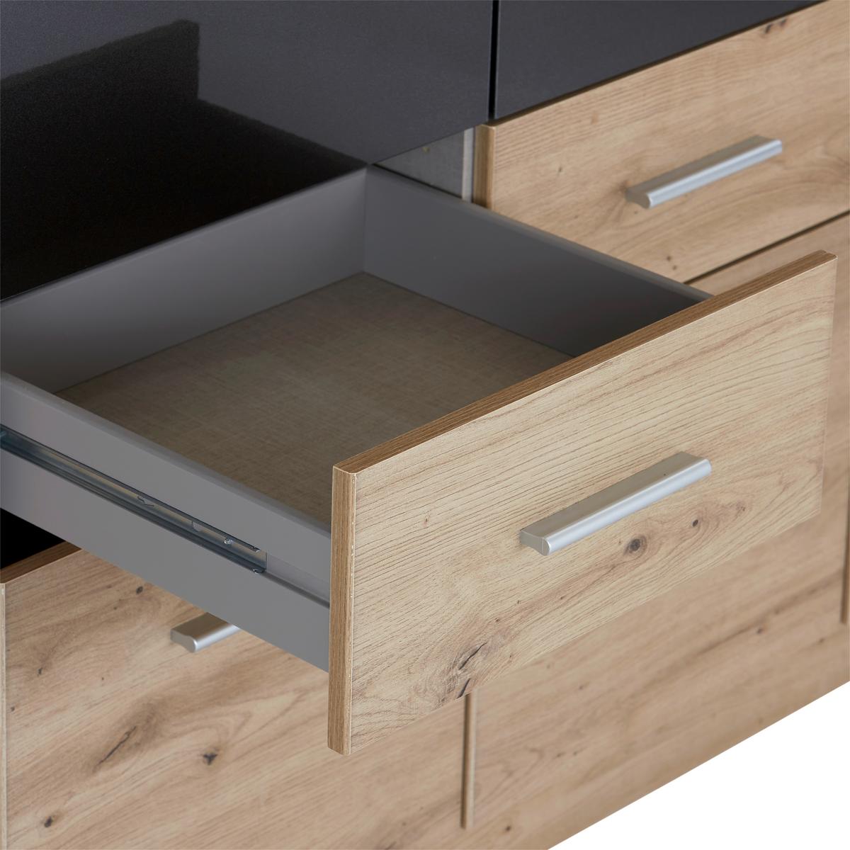 Nyílóajtós Szekrény Celle Extra 181/197 Cm - Artisan tölgy/sötétszürke, Design, faalapú anyag (181/197/54cm)