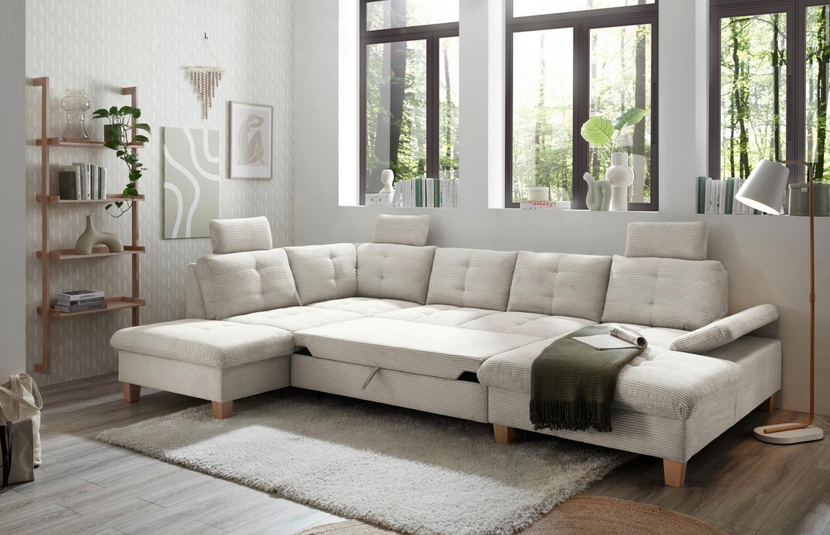 Wohnlandschaft Ascot Beige U: 220x324x170 Cm - Eichefarben/Beige, KONVENTIONELL, Textil (220/324/170cm) - MID.YOU