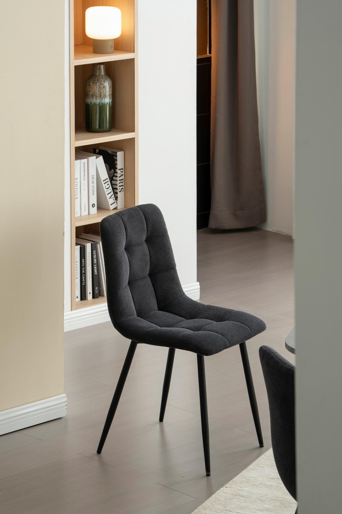 Vierfußstuhl Adea Leinenoptik Schwarz - Schwarz, KONVENTIONELL, Holz/Textil (45/88/55cm) - P & B