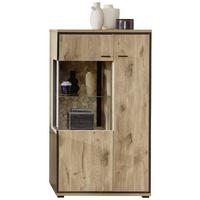 Vitrine Ruben - Eichefarben/Schwarz, KONVENTIONELL, Glas/Holzwerkstoff (80/144/40cm) - Livetastic