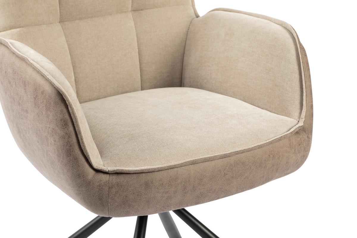 Armlehnstuhl Verona Beige B: 60 cm - Beige/Schwarz, MODERN, Textil/Metall (60/87/63cm) - MID.YOU