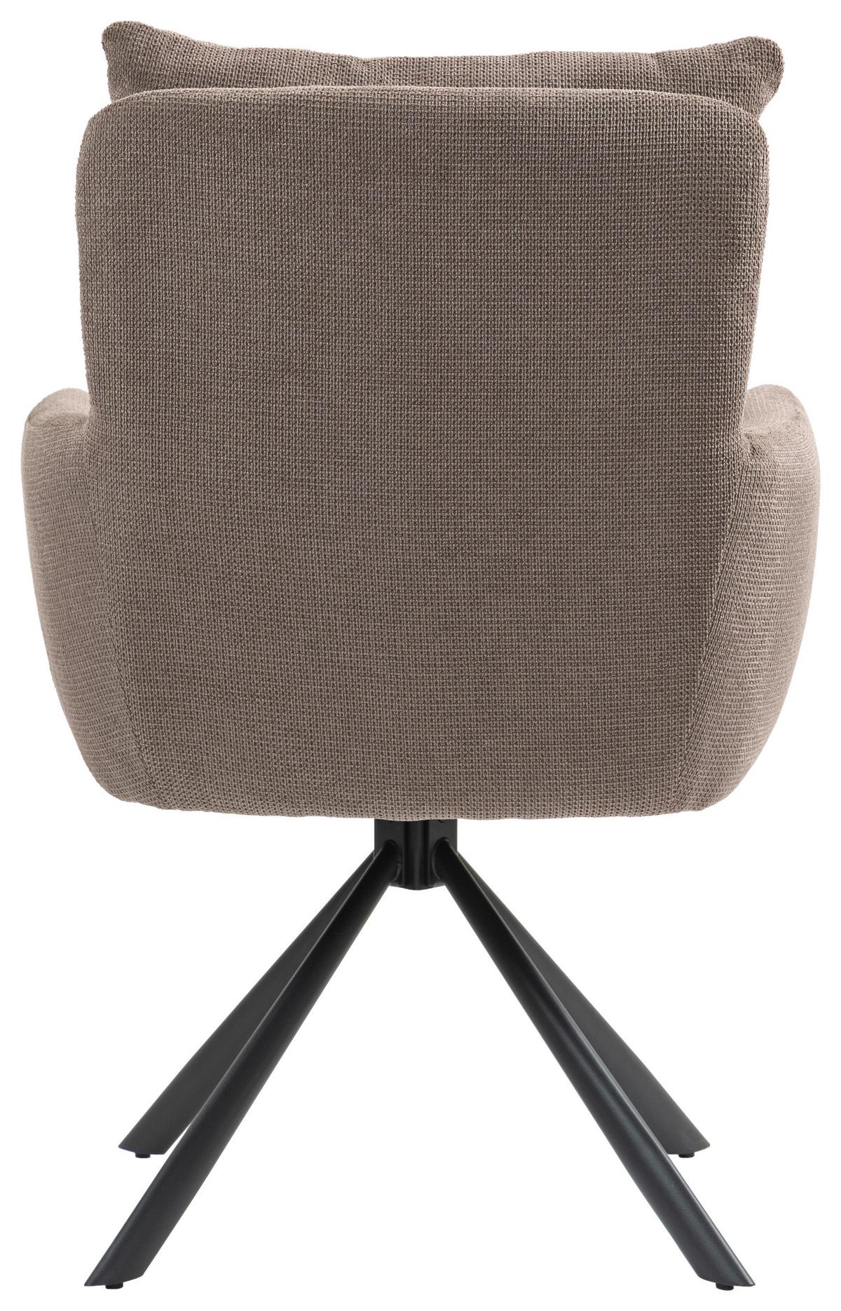 Armlehnstuhl Lina Taupe Sitzfl. 180° drehbar, B: 60cm - Taupe/Schwarz, KONVENTIONELL, Textil/Metall (60/95/67cm) - MID.YOU