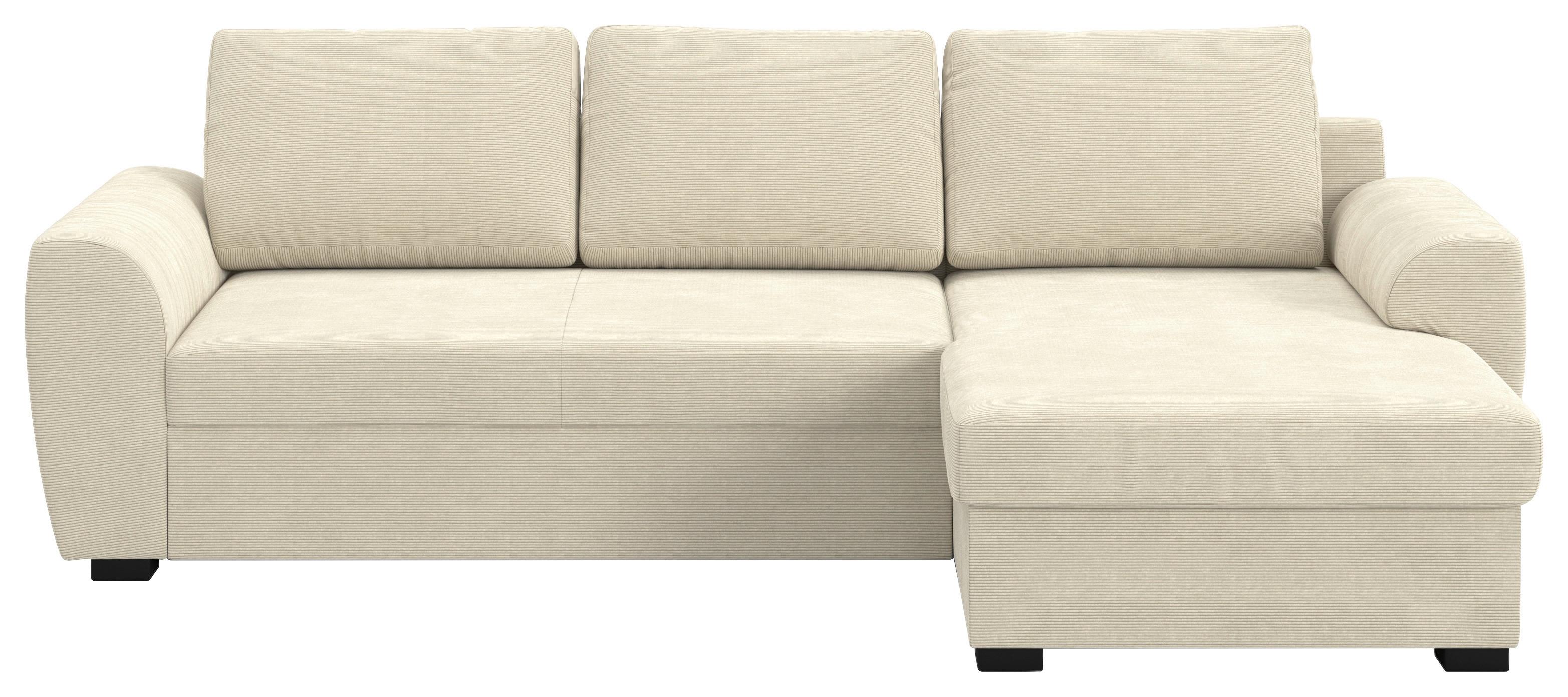 Ecksofa mit Bettfunktion Cord beige, B: 253cm - Beige/Schwarz, Trend, Textil (253/154cm) - MID.YOU