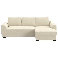 Ecksofa mit Bettfunktion Cord beige, B: 253cm - Beige/Schwarz, Trend, Textil (253/154cm) - MID.YOU