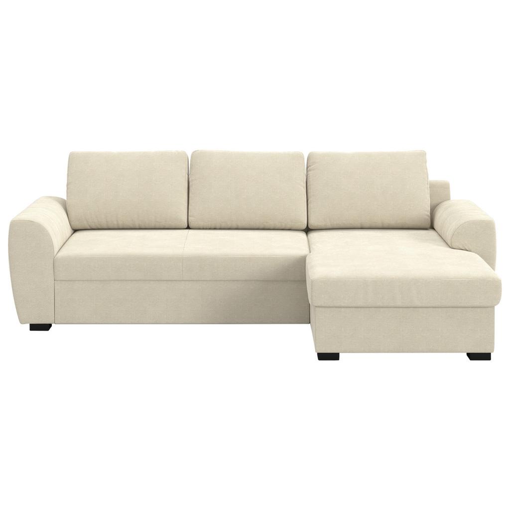 Ecksofa mit Bettfunktion Cord beige, B: 253cm
