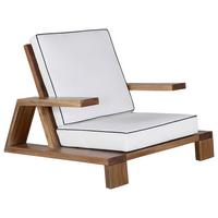 Loungesessel Daria - Weiß/Akaziefarben, KONVENTIONELL, Holz (100/70/92cm) - Gardenson