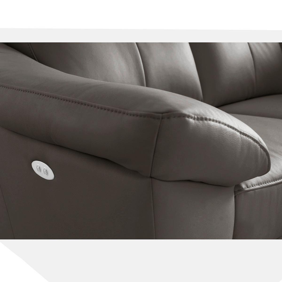 Ecksofa Luna Teilleder Dunkelbraun 242x194 - Chromfarben/Dunkelbraun, Design, Leder/Textil (242/194cm) - Livetastic