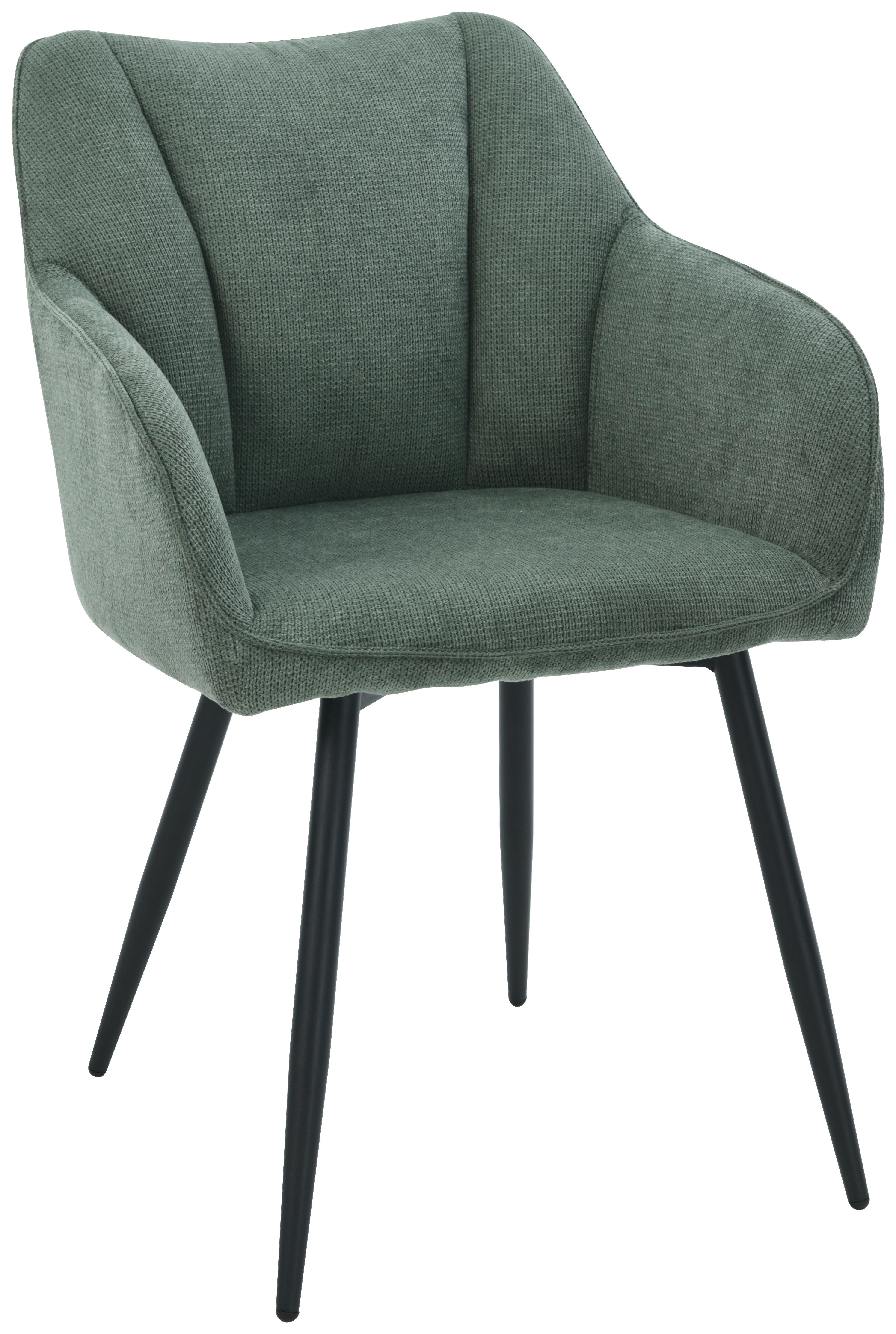 Armlehnstuhl Caro Grün Gepolstert - Schwarz/Grün, KONVENTIONELL, Holz/Textil (55/83/61cm) - Nedis SmartLife