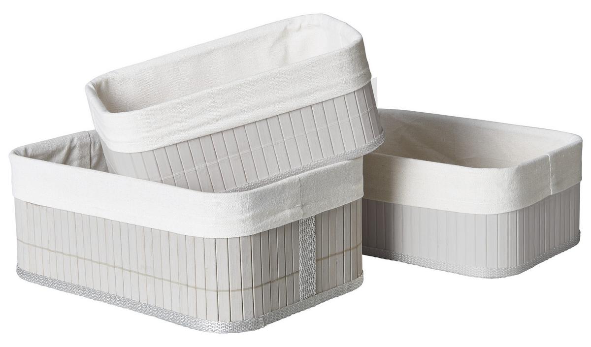 Sada košíkov Bamboo, 3 ks/bal. - sivá/biela, kov/kompozitné drevo - Zandiara