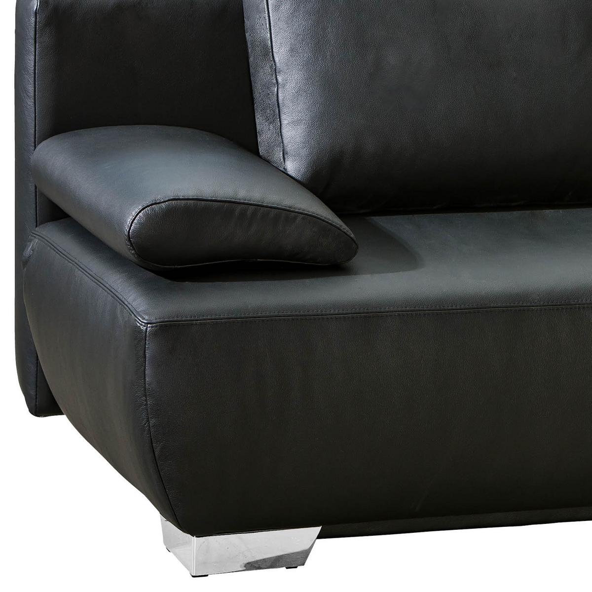 2-sitzer-sofa Mit Schlaffunkt. + Bk. Nikita Schwarz Leder - Chromfarben/Schwarz, KONVENTIONELL, Leder (195/85/90cm) - Livetastic