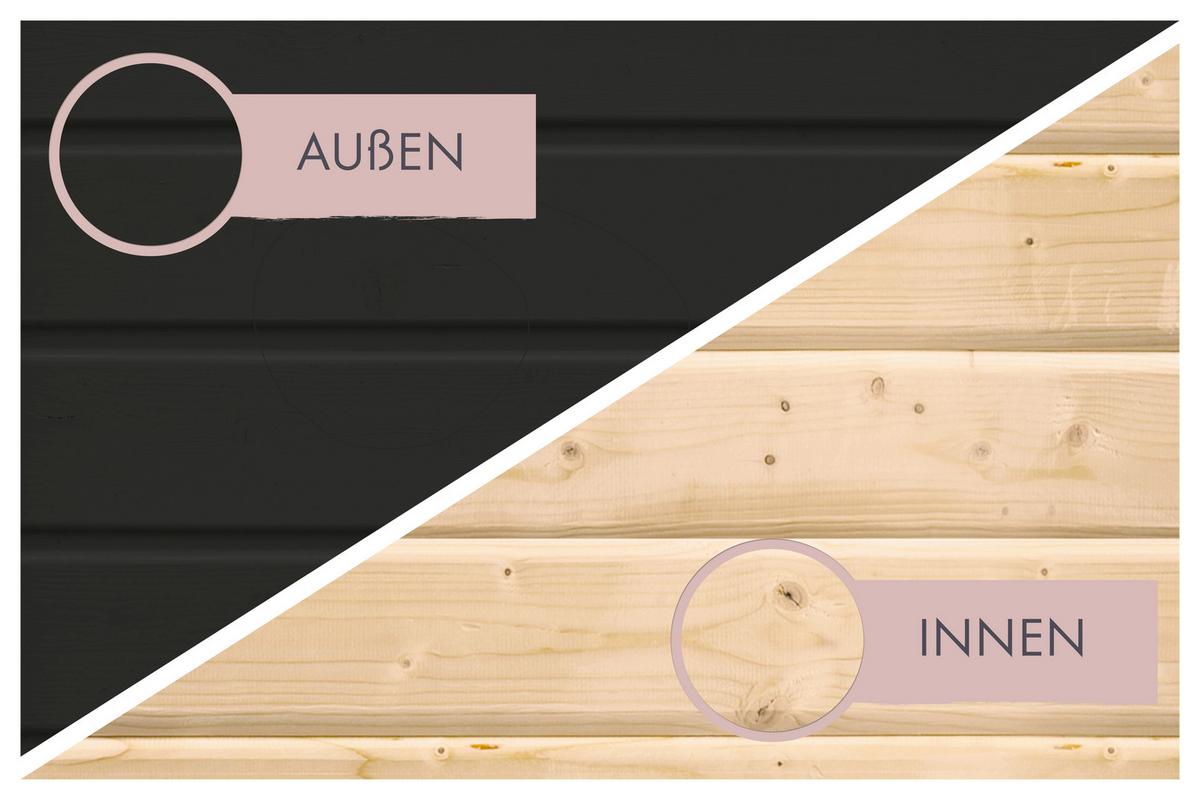 Saunahaus Areluna 2 219/244/287 cm - Schwarz, Basics, Holz (219/244/287cm)