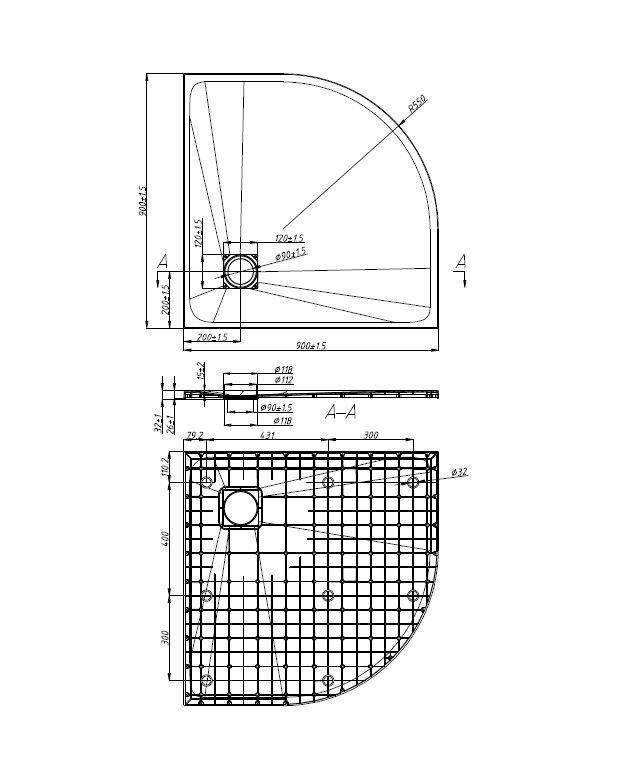 Duschtasse Smc Brausetasse 90x90cm - Schwarz, KONVENTIONELL, Kunststoff (90/2,6/90cm) - Sanotechnik