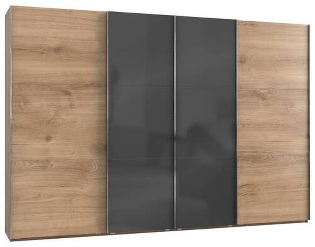 Schwebetürenschrank B: 350 cm Level 36c Grau/Eiche Dekor - Eichefarben/Grau, MODERN, Holzwerkstoff (350/236/65cm) - MID.YOU