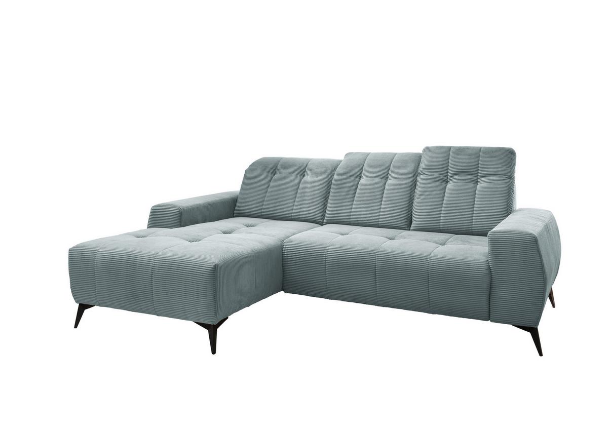 Ecksofa Mit Usb Anschluss Sano, Hellblau, S: 180x258 Cm - Schwarz/Hellblau, MODERN, Textil (180/258cm) - Livetastic