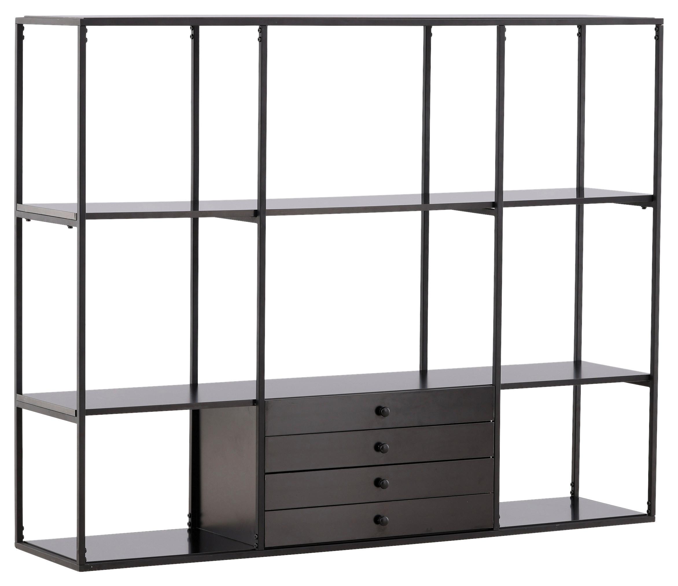 Regal Amarillo - Nussbaumfarben/Schwarz, Design, Holzwerkstoff/Metall (150/120/35cm) - Livetastic