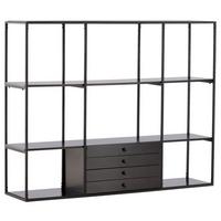 Regal Amarillo - Nussbaumfarben/Schwarz, Design, Holzwerkstoff/Metall (150/120/35cm) - Livetastic