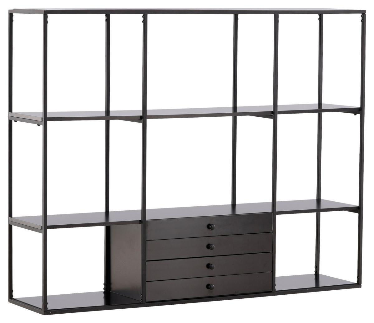 Regal Amarillo - Nussbaumfarben/Schwarz, Design, Holzwerkstoff/Metall (150/120/35cm) - Livetastic