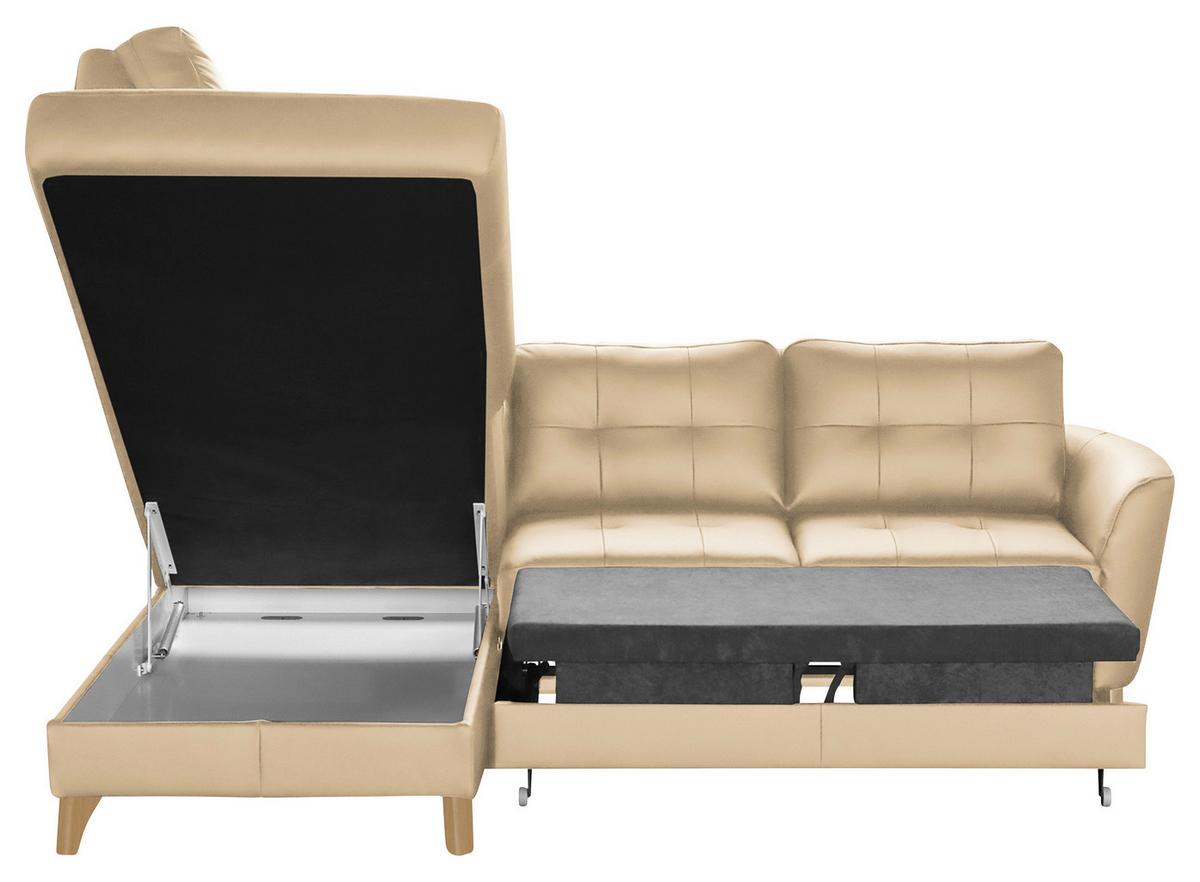 Ecksofa Nordic Beige S: 190x236 cm - Beige/Buchefarben, Design, Leder/Textil (190/236cm) - Livetastic