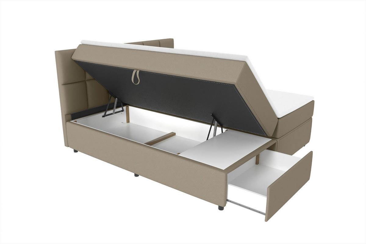 Boxspringbett Garda mit Topper 100x200 - Schwarz/Braun, KONVENTIONELL, Holzwerkstoff/Textil (100/200cm)