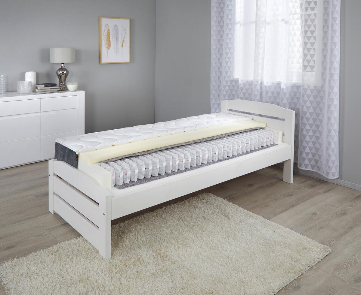 Taschenfederkernmatratze Timber, 140x200cm Mittelfest - Weiß, Textil (140/200cm) - Primatex
