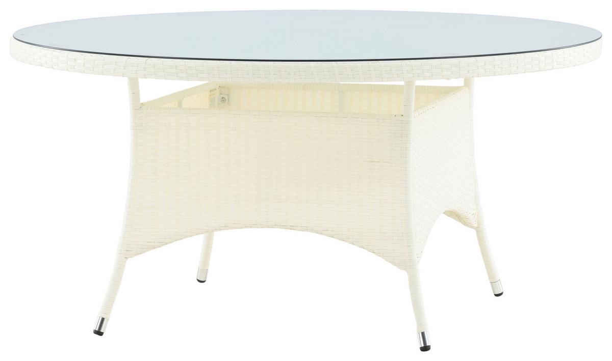Gartentisch Volta - Weiß, KONVENTIONELL, Glas/Kunststoff (150/150/74cm) - Gardenson