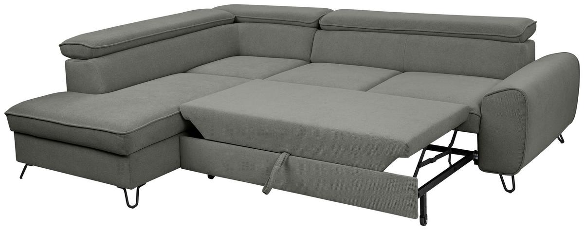 Rohová sedačka IDYLLA, levá tmavě šedá,úl.prostor,lůžko - černá/tmavě šedá, Design, kov/textil (200/250cm)