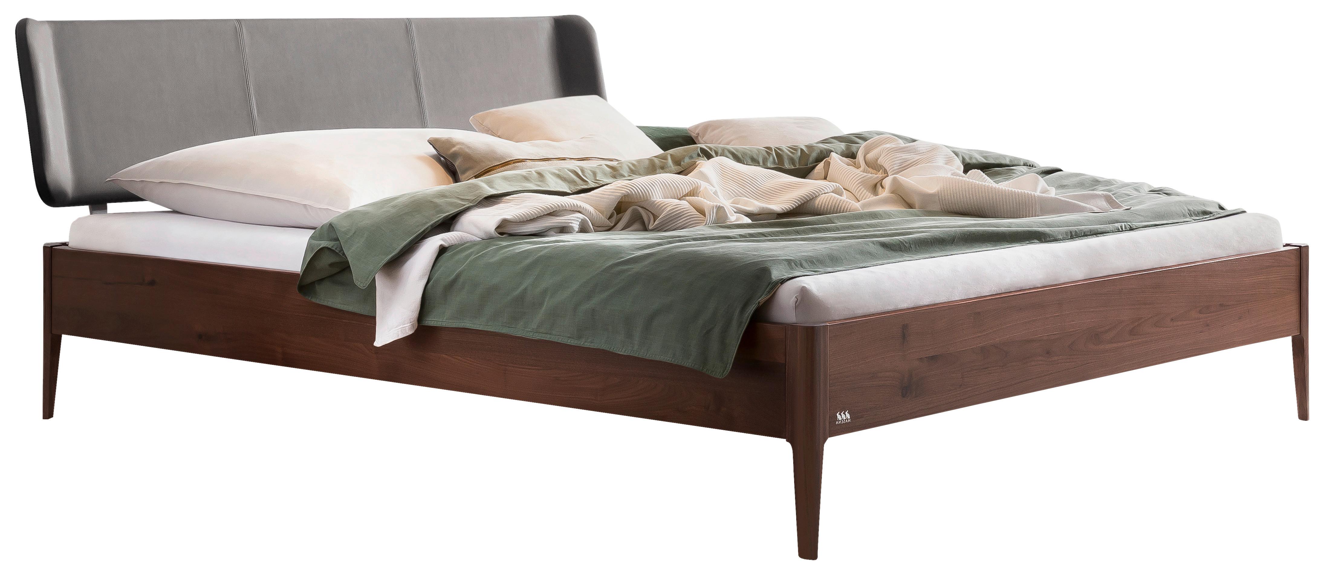 Bett Varese Nussbaumfarben Lf: 140x200 Cm - Dunkelgrau/Nussbaumfarben, MODERN, Holz/Textil (140/200cm) - Hasena