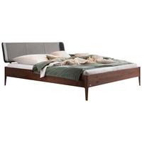 Bett Varese Nussbaumfarben Lf: 140x200 Cm - Dunkelgrau/Nussbaumfarben, MODERN, Holz/Textil (140/200cm) - Hasena