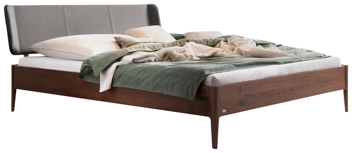 Bett Varese Nussbaumfarben Lf: 140x200 Cm - Dunkelgrau/Nussbaumfarben, MODERN, Holz/Textil (140/200cm) - Hasena