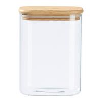 dóza na potraviny HALDOR - CA. 1,15L - priehľadné/prírodná farba, Konventionell, drevo/plast (12,1/8,3/16,4cm) - Mömax