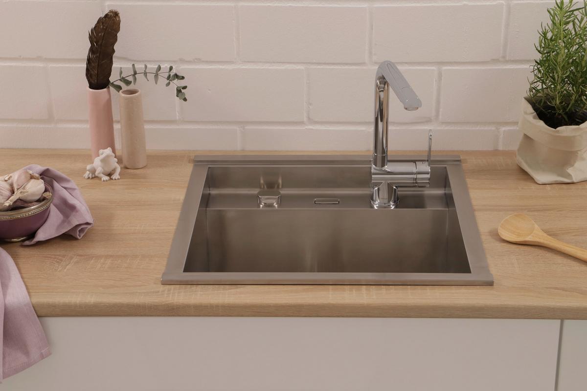 Spüle California Edelstahl 52x24,5 cm - Edelstahlfarben, Basics, Metall (52/24,5/50cm) - Respekta