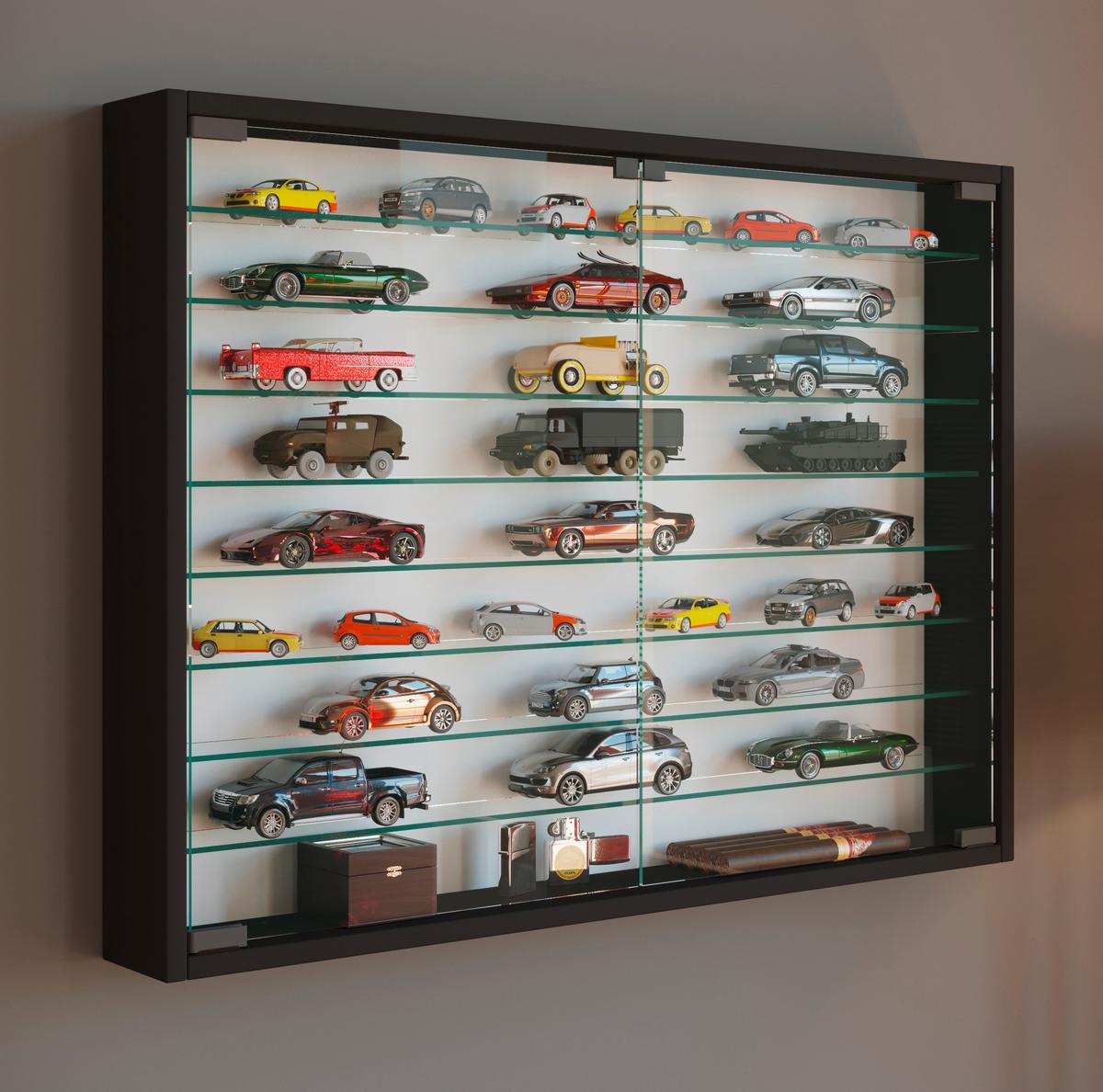 Hängevitrine Mandosa Xxl B: 80 Cm Schwarz Mit Glastüren - Schwarz, MODERN, Glas/Holzwerkstoff (80/60/10cm) - MID.YOU