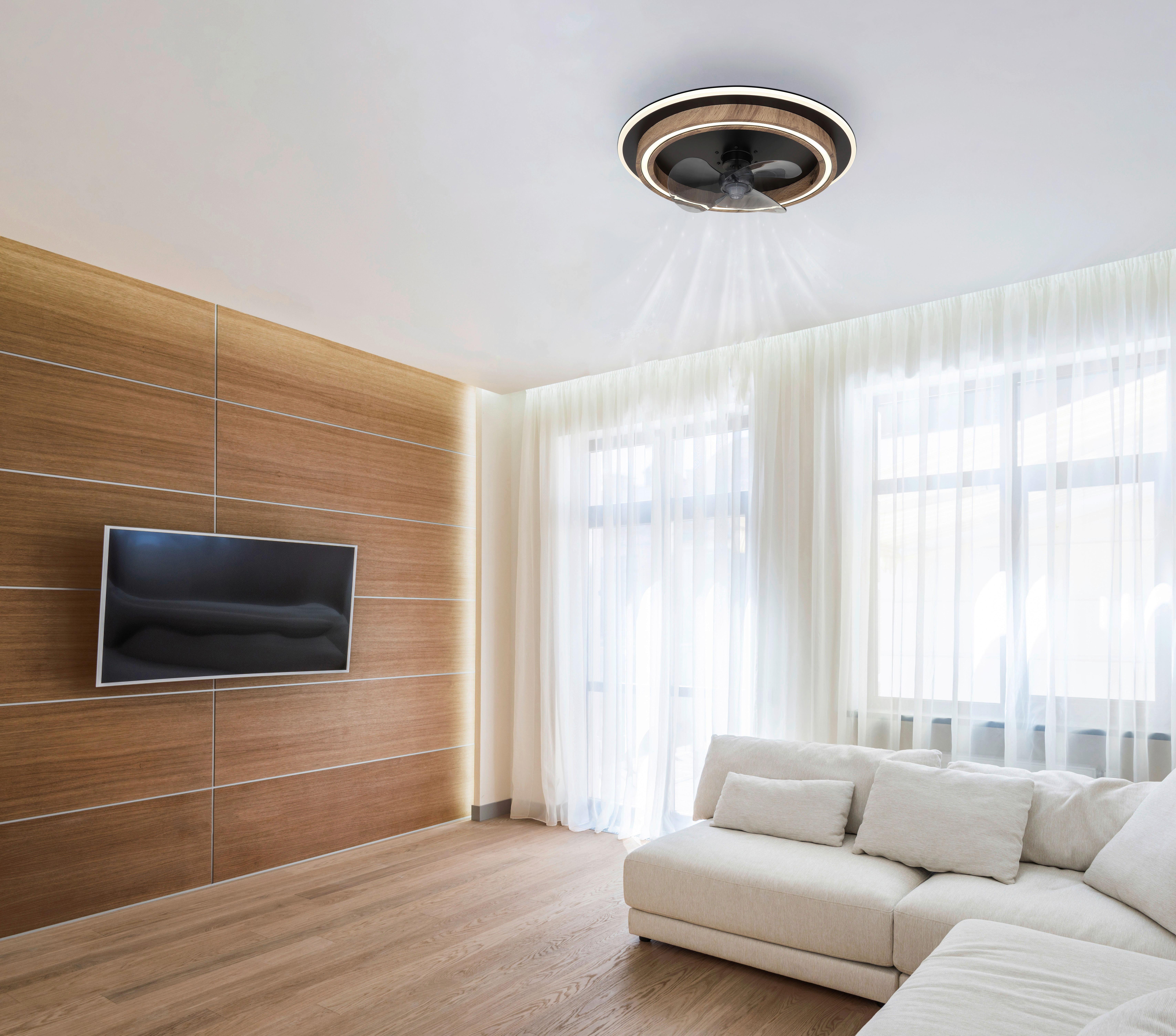 Mennyezeti Ventilátor 03655 - sötétbarna/fekete, Natur, műanyag/faalapú anyag (50/13,5cm) - Globo