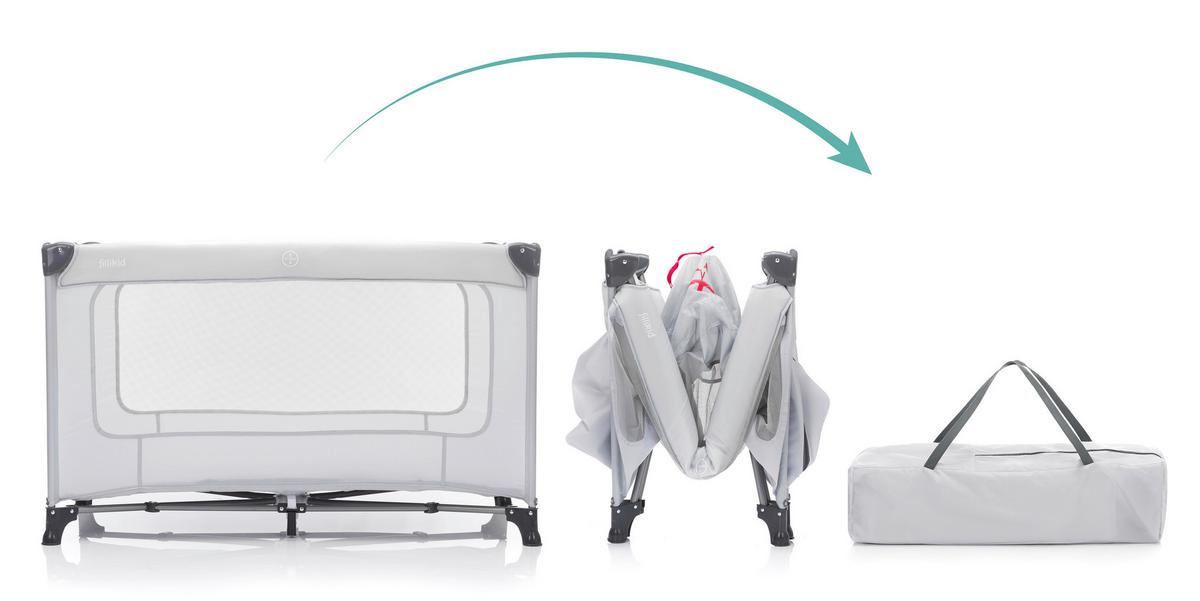 Reisebett Nizza - Hellgrau, LIFESTYLE, Textil/Metall (120/60cm) - Fillikid