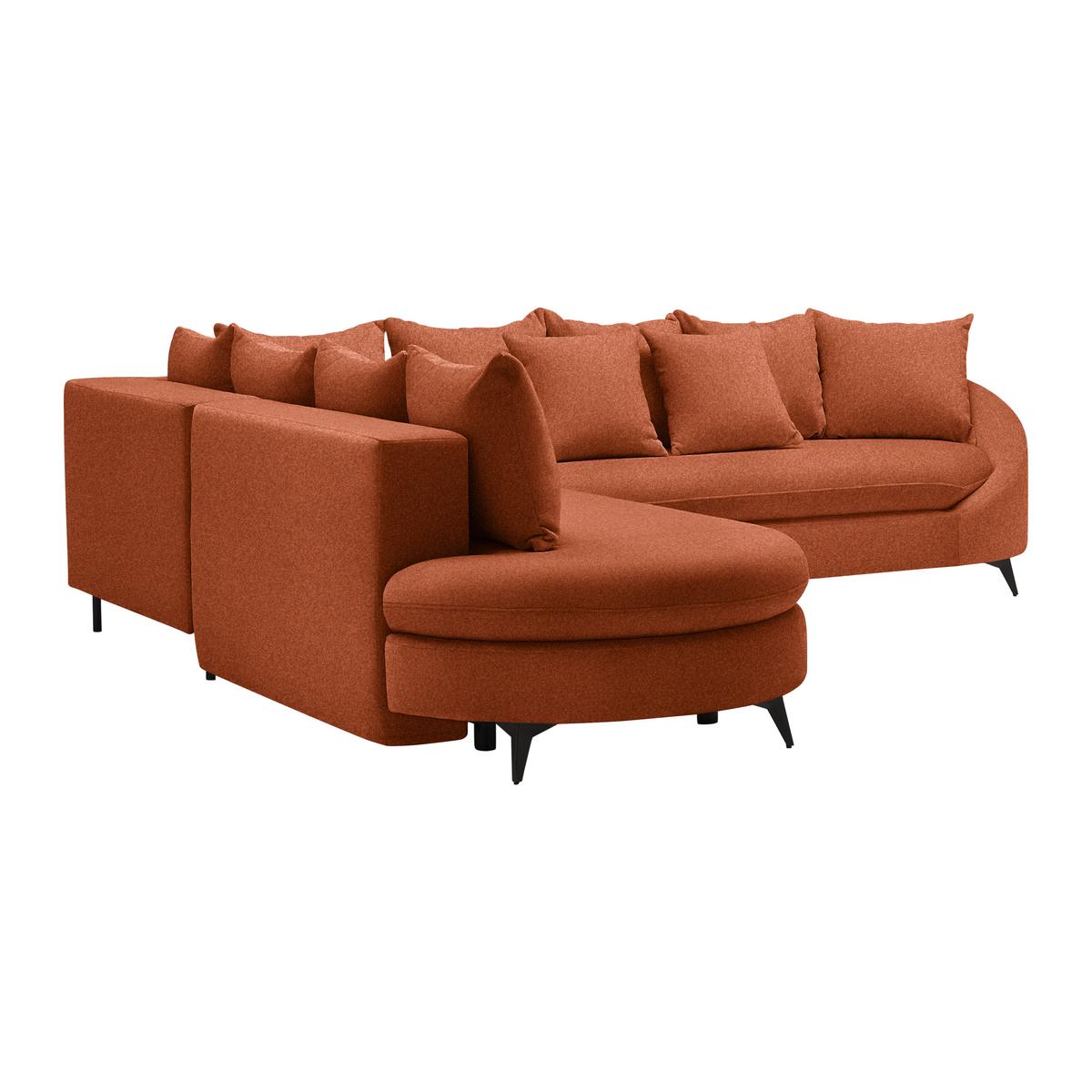 Rohová sedačka AXEL, levá, rezavá tkanina - černá/rezavá, Moderní, kov/textil (250/291cm) - Mömax