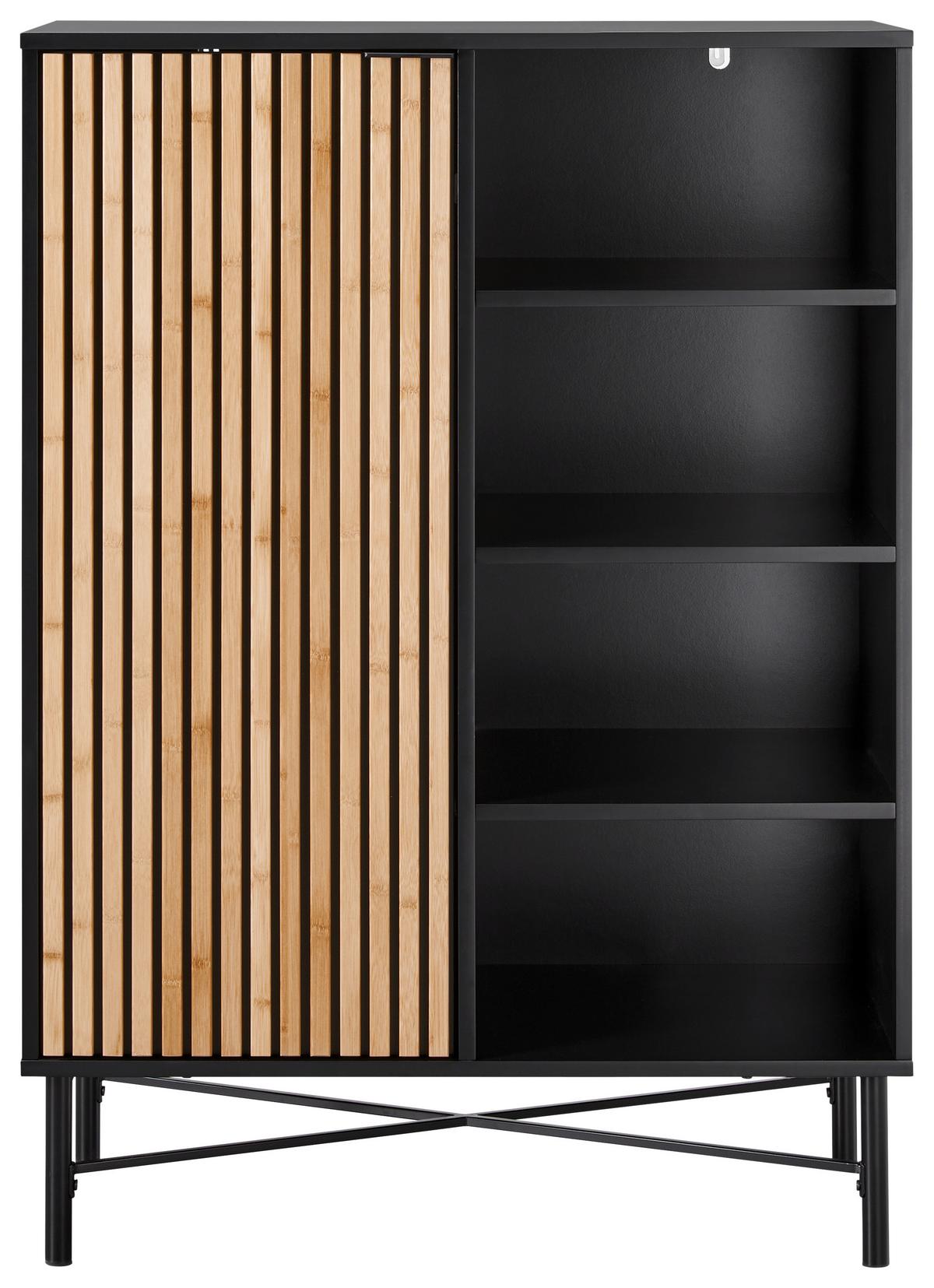 KOMODA MADRID -EXKLUSIV- - čierna/prírodná farba, Modern, kov/drevo (80/114/40cm) - Mömax