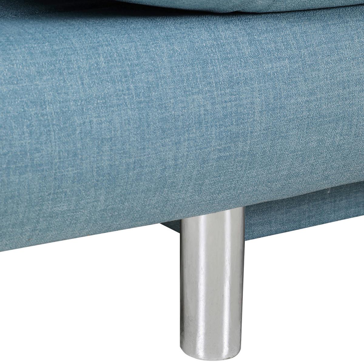 Schlafsofa Sorini, Hellblau B: 194 Cm - Chromfarben/Schwarz, Design, Textil (194/73/91cm) - MID.YOU