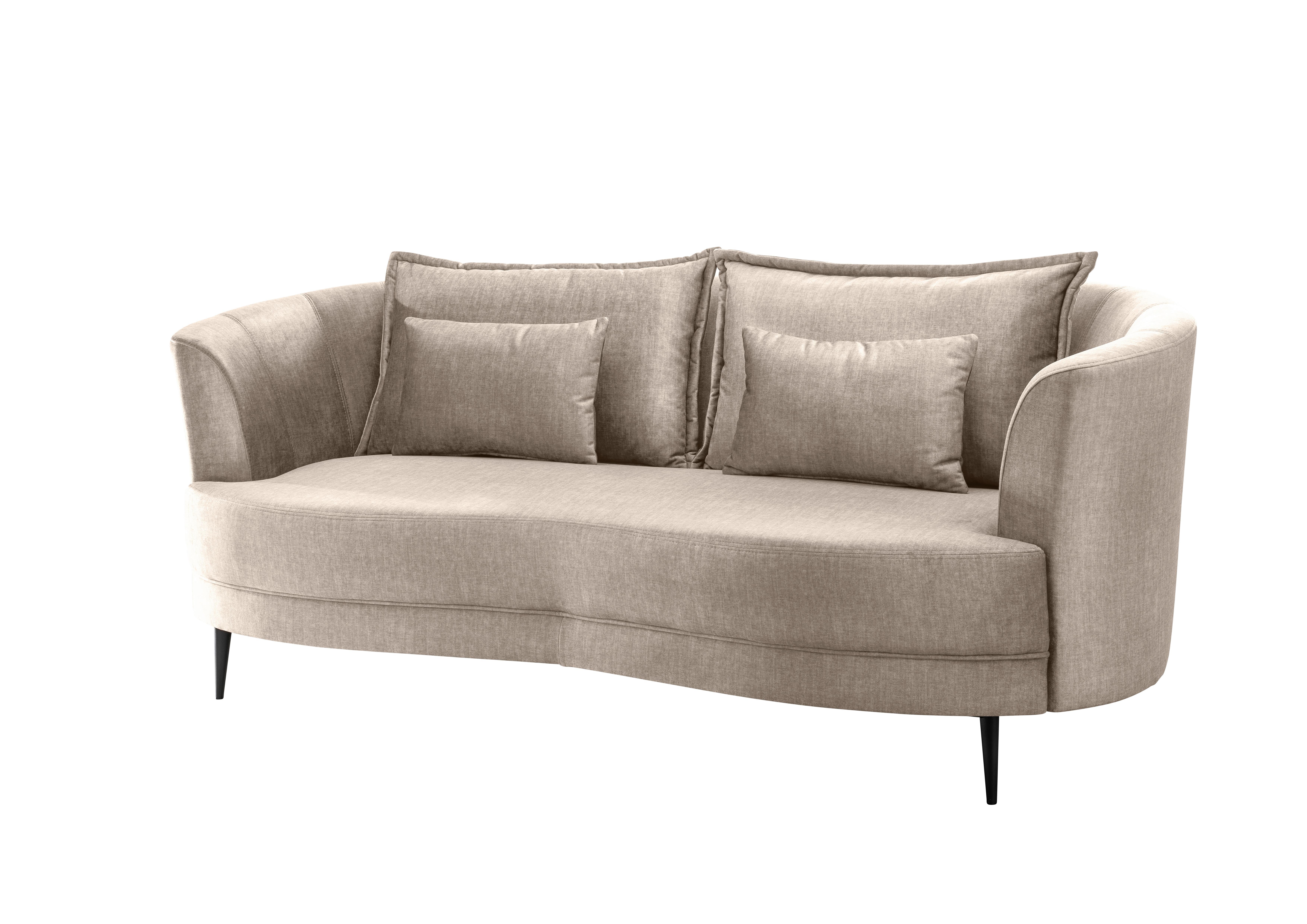 3-Sitzer-Sofa Pistaccio Beige Velours, Rücken Echt B: 209 cm - Beige/Schwarz, MODERN, Textil (209/85/101cm) - Livetastic