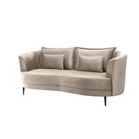 3-Sitzer-Sofa Pistaccio Beige Velours, Rücken Echt B: 209 cm - Beige/Schwarz, MODERN, Textil (209/85/101cm) - Livetastic